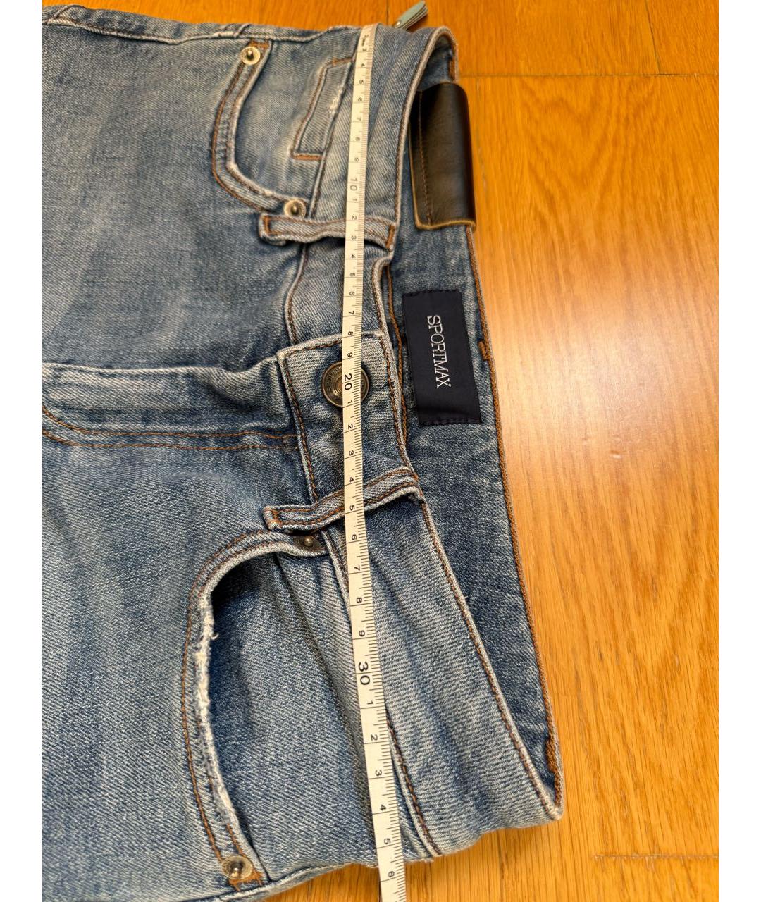 SPORTMAX Синие хлопко-эластановые джинсы слим, фото 6