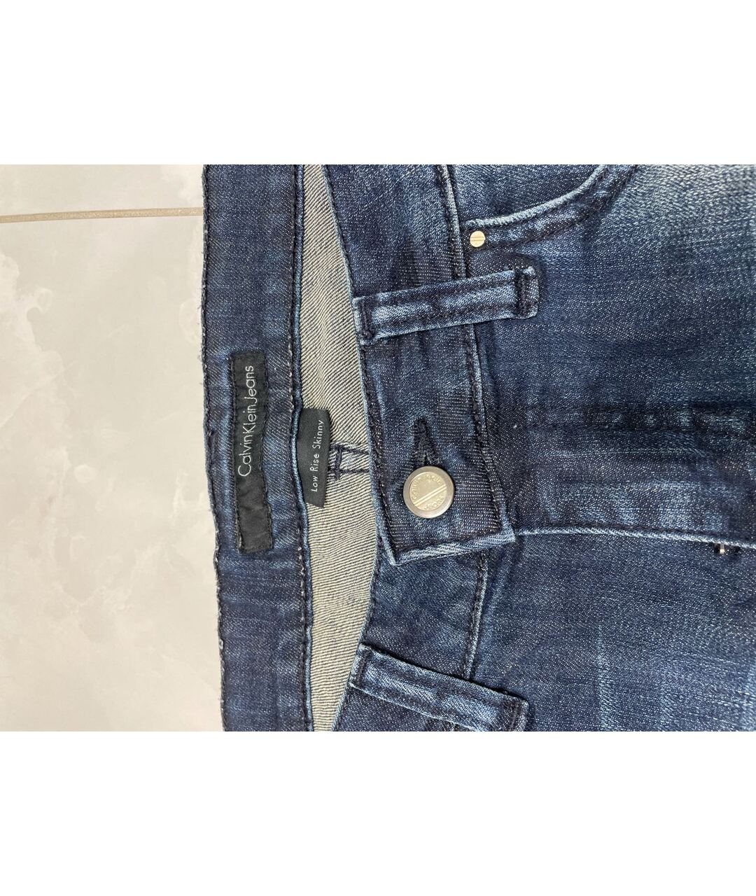 CALVIN KLEIN Синие хлопко-эластановые джинсы слим, фото 3