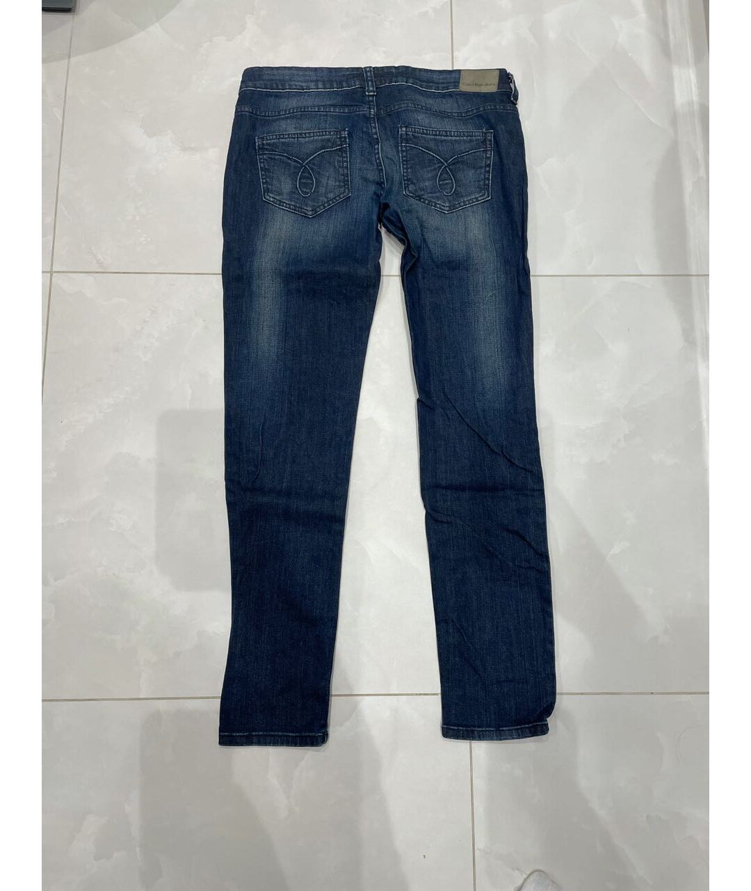 CALVIN KLEIN Синие хлопко-эластановые джинсы слим, фото 2