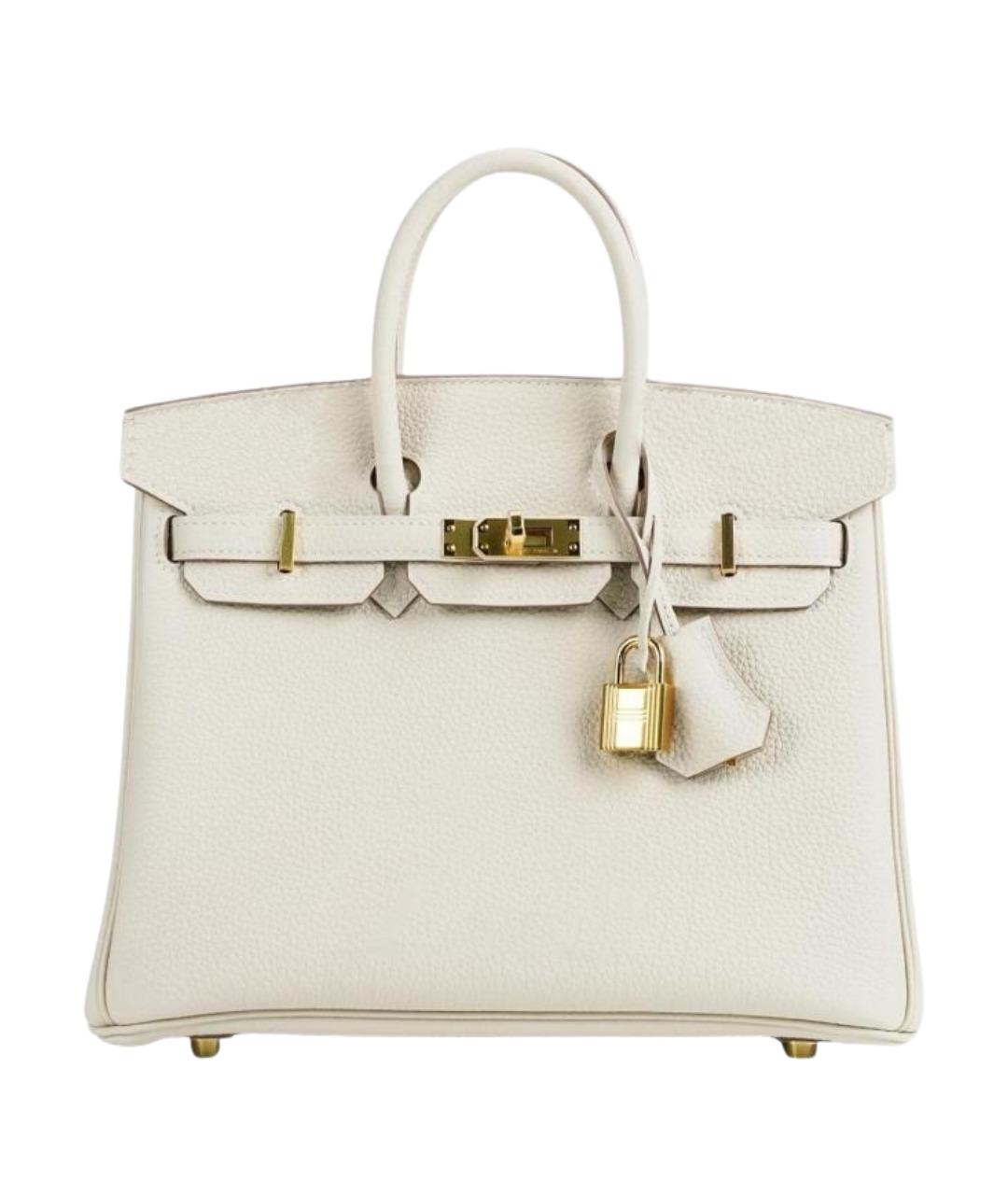 HERMES Белая кожаная сумка с короткими ручками, фото 1
