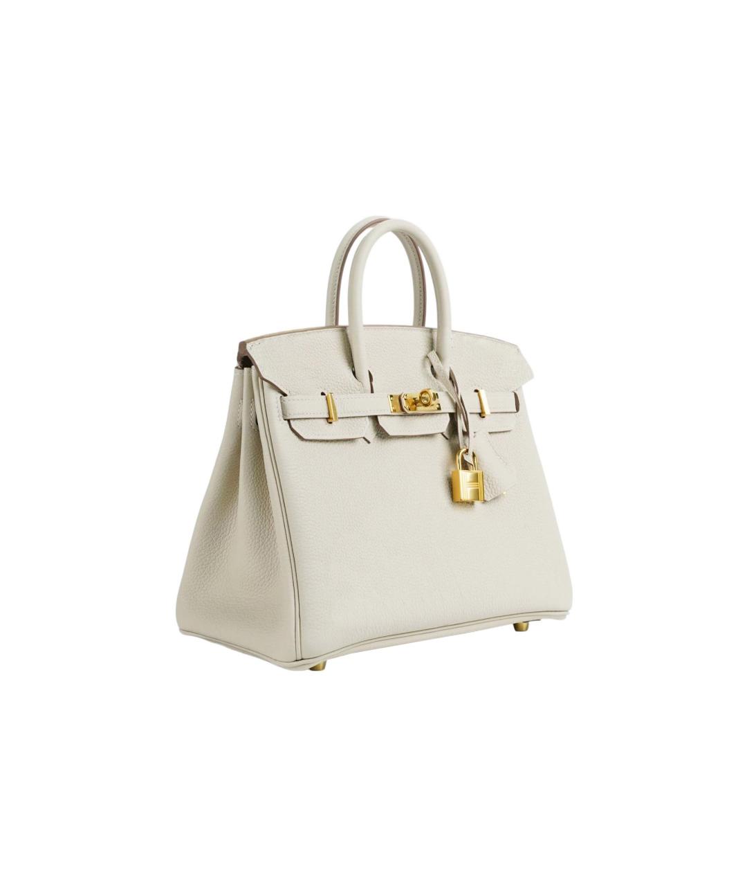 HERMES Белая кожаная сумка с короткими ручками, фото 3