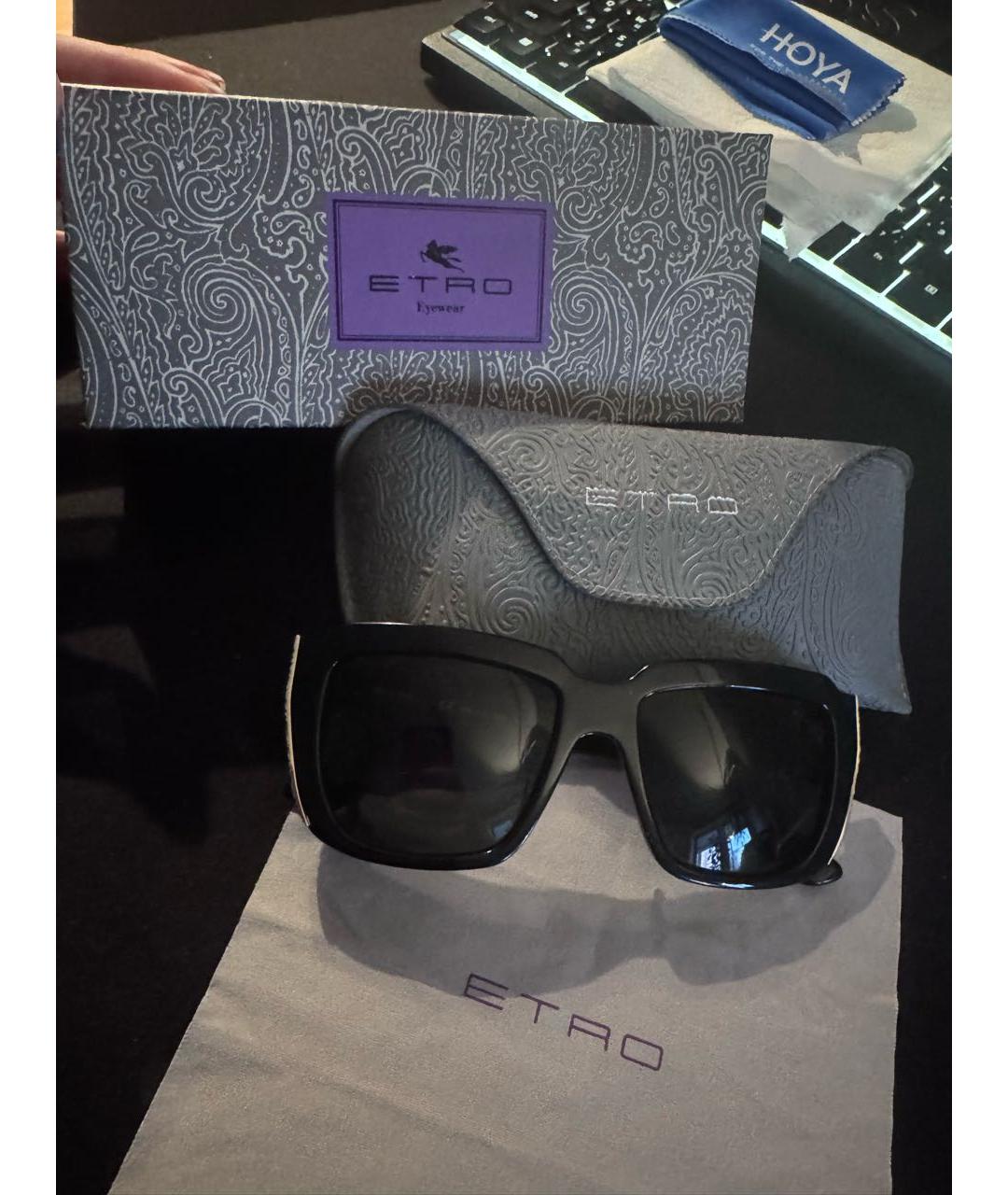 ETRO Черные пластиковые солнцезащитные очки, фото 5
