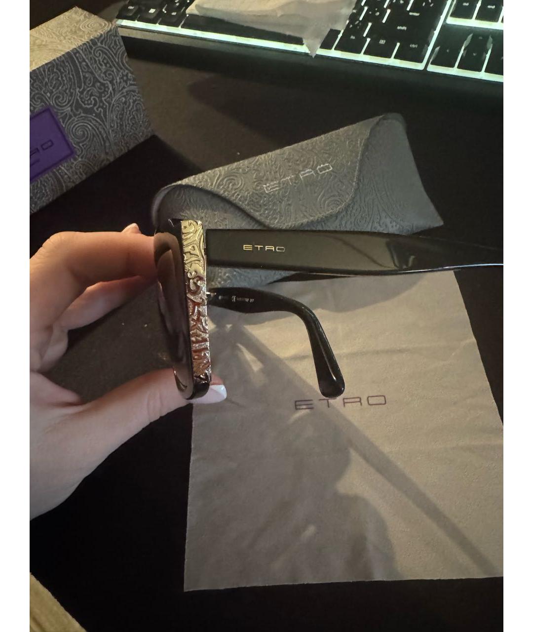 ETRO Черные пластиковые солнцезащитные очки, фото 2