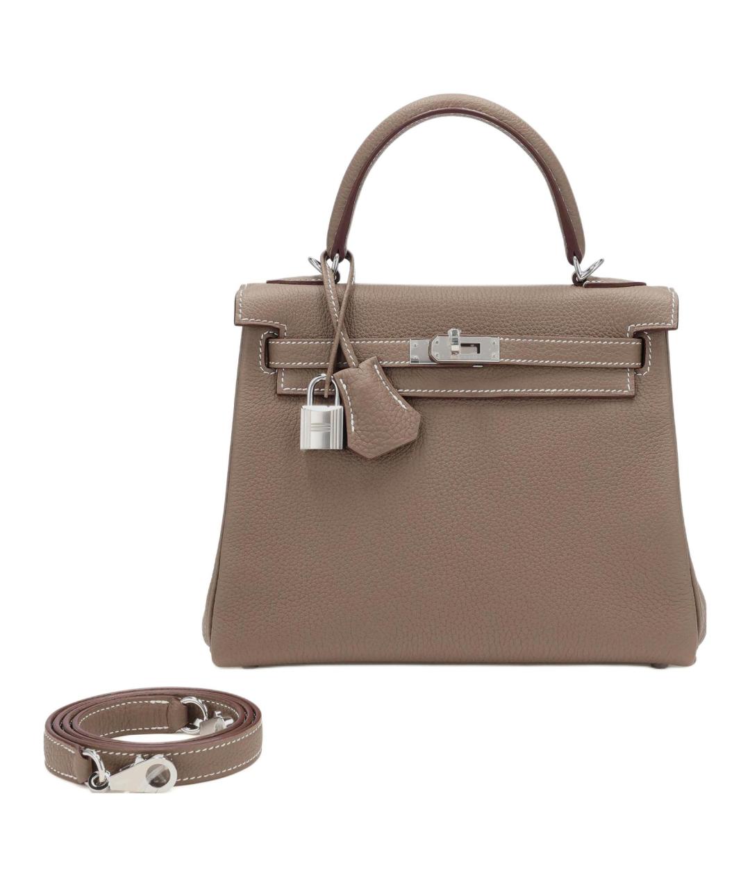 HERMES Коричневая кожаная сумка через плечо, фото 6