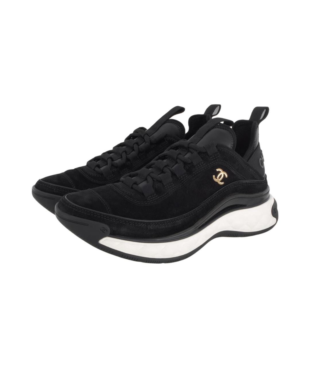 CHANEL Черные кожаные кроссовки, фото 3