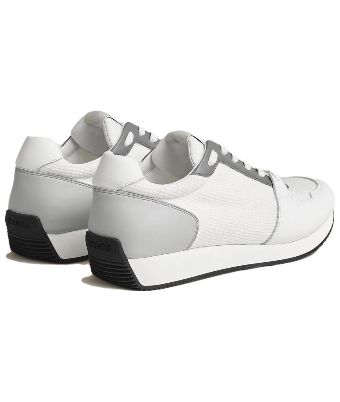 HERMES Белые текстильные низкие кроссовки / кеды, фото 5