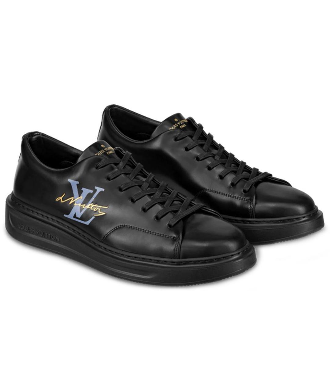 LOUIS VUITTON Черные кожаные низкие кроссовки / кеды, фото 2