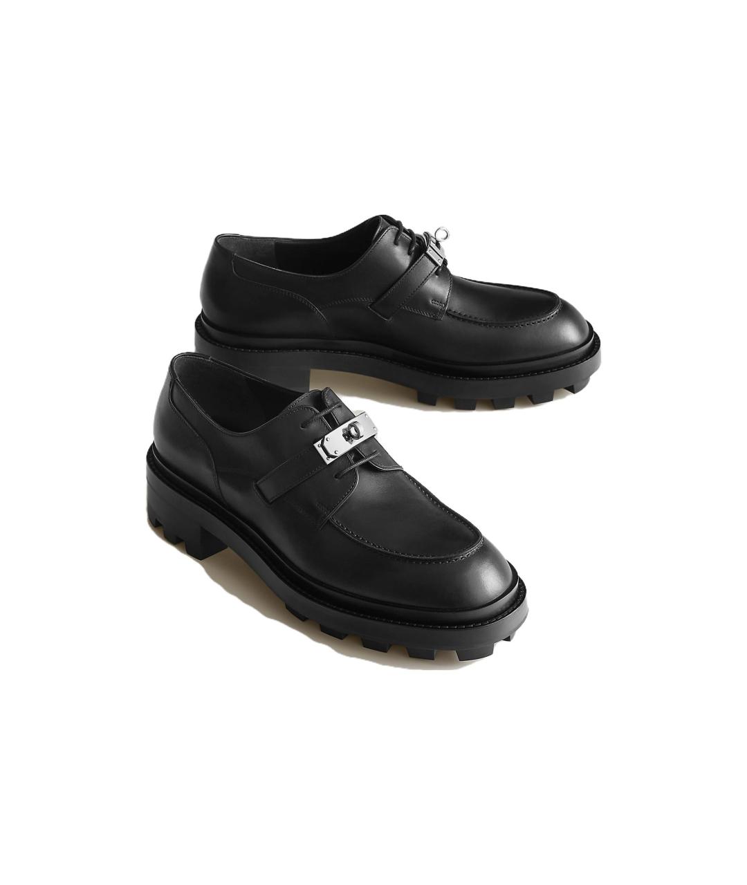 HERMES Черные кожаные низкие ботинки, фото 4