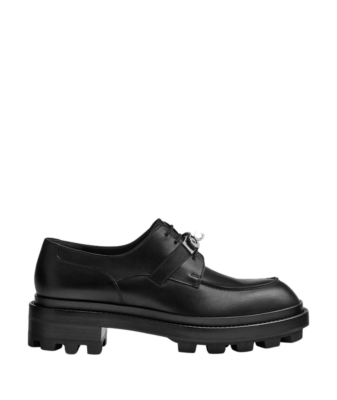 HERMES Черные кожаные низкие ботинки, фото 1