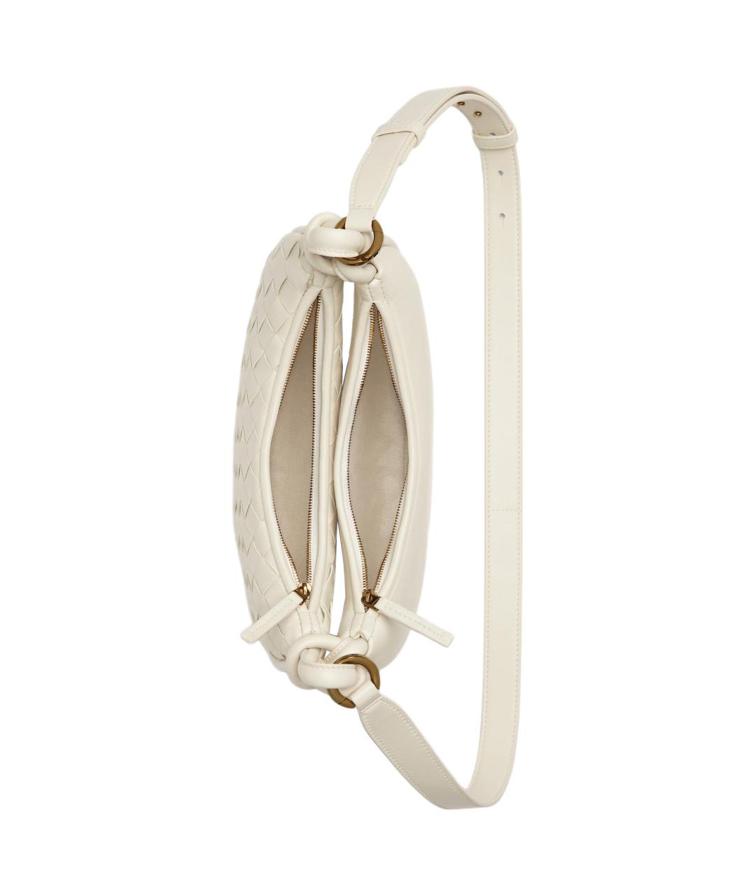 BOTTEGA VENETA Белая кожаная сумка через плечо, фото 4