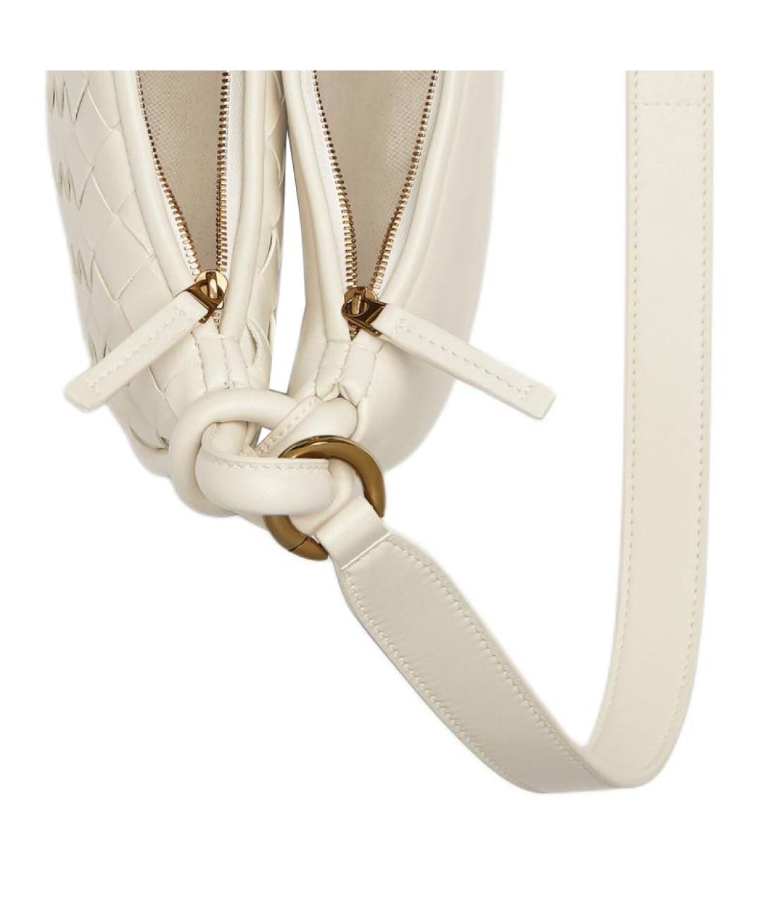 BOTTEGA VENETA Белая кожаная сумка через плечо, фото 5