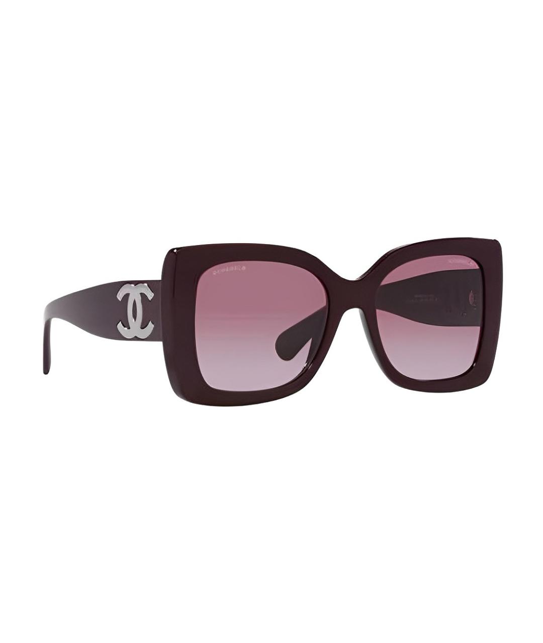 CHANEL Бордовые пластиковые солнцезащитные очки, фото 2