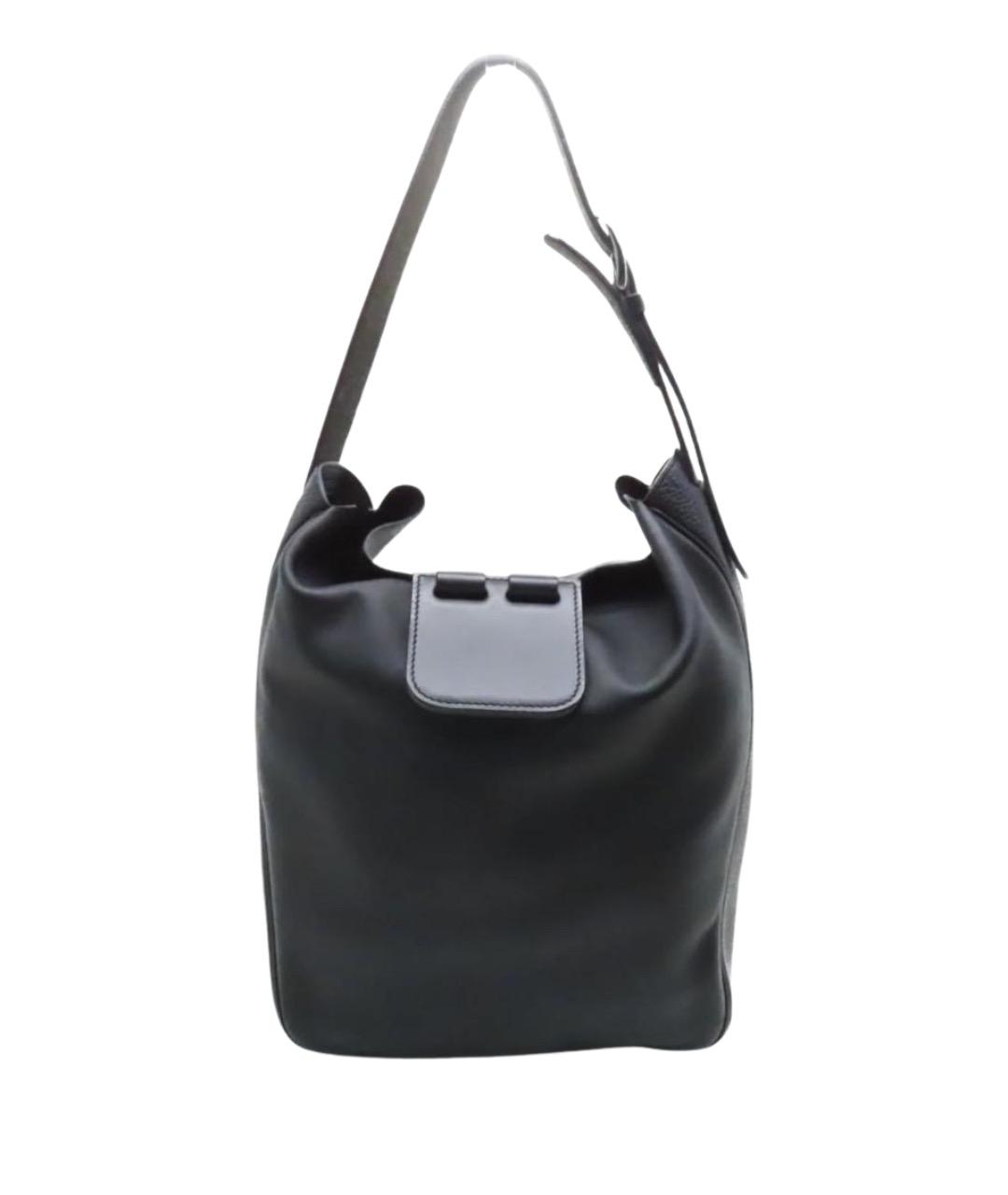 HERMES Черная кожаная сумка тоут, фото 1