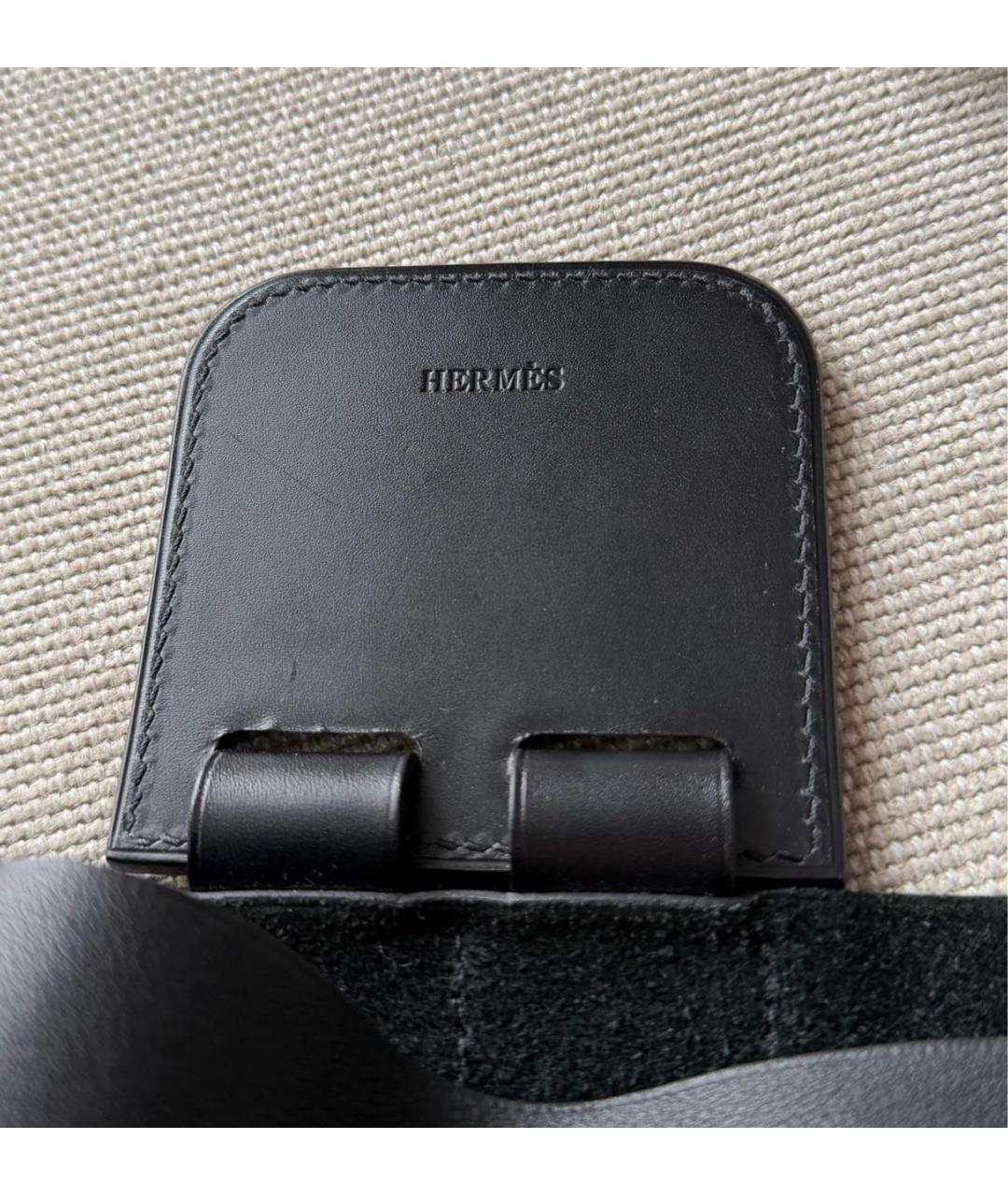 HERMES Черная кожаная сумка тоут, фото 6