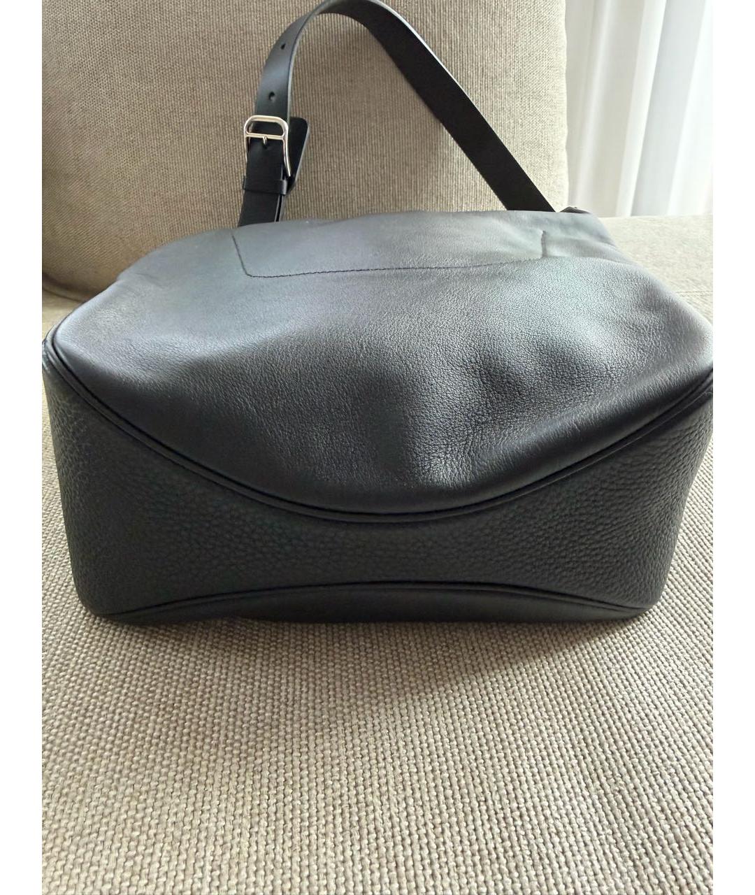 HERMES Черная кожаная сумка тоут, фото 5