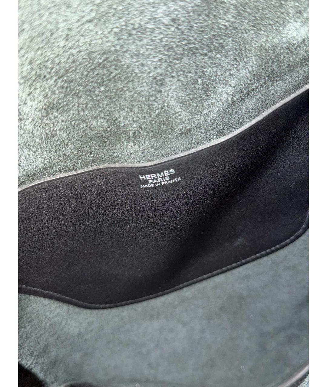 HERMES Черная кожаная сумка тоут, фото 8