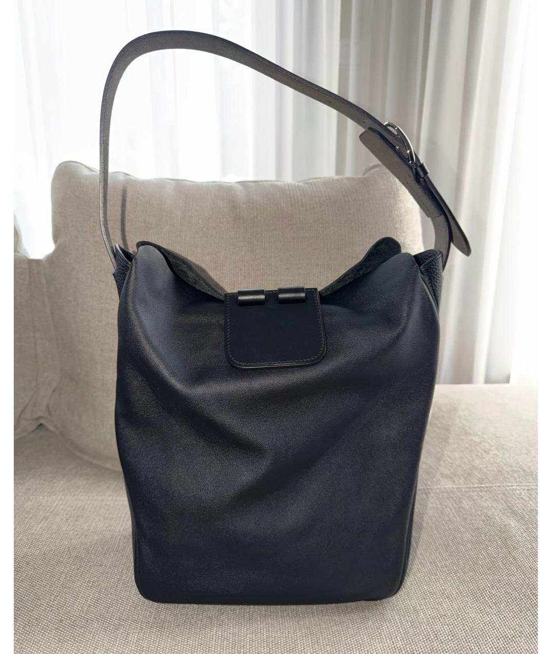 HERMES Черная кожаная сумка тоут, фото 2