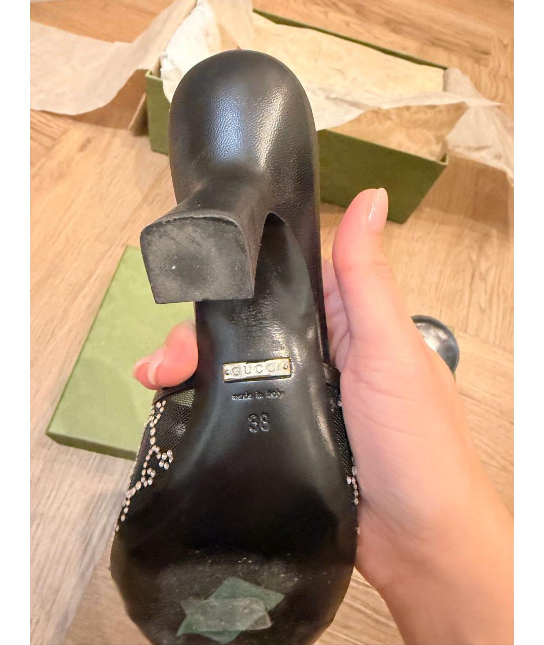 GUCCI Черные синтетические босоножки, фото 8