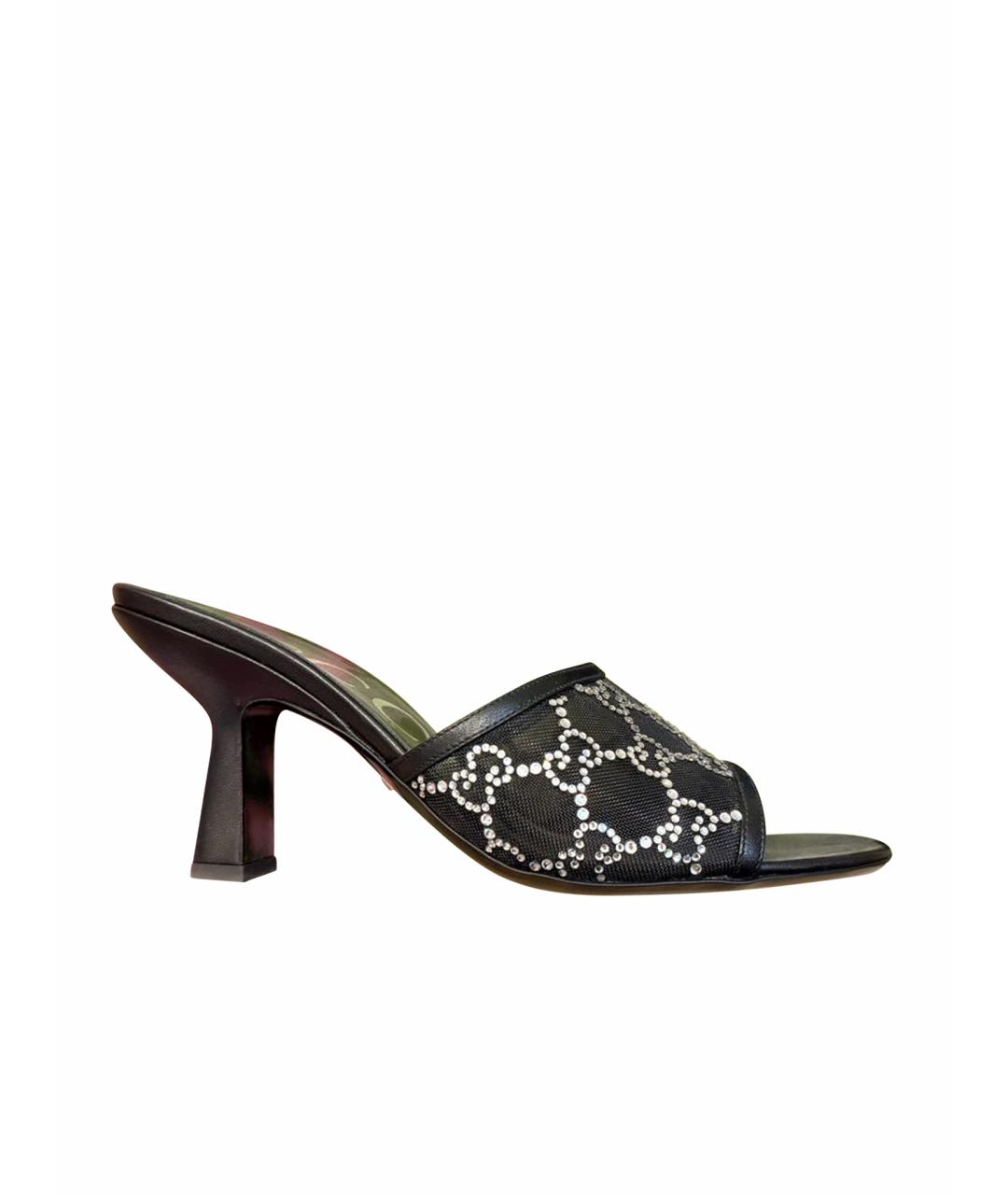 GUCCI Черные синтетические босоножки, фото 1