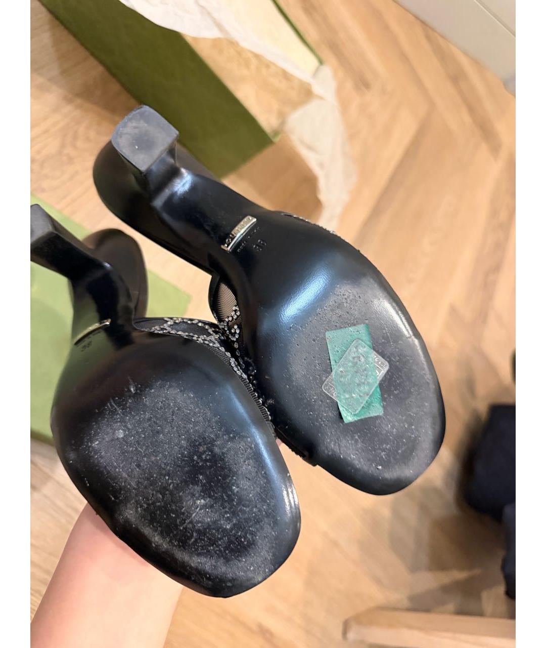 GUCCI Черные синтетические босоножки, фото 6