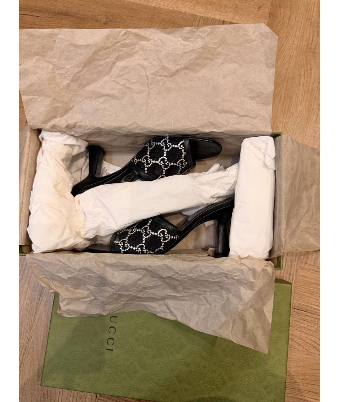 GUCCI Черные синтетические босоножки, фото 7