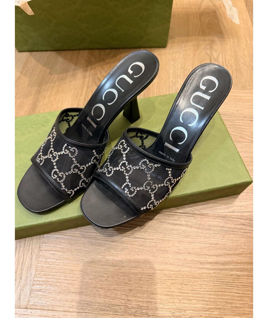 GUCCI Черные синтетические босоножки, фото 3