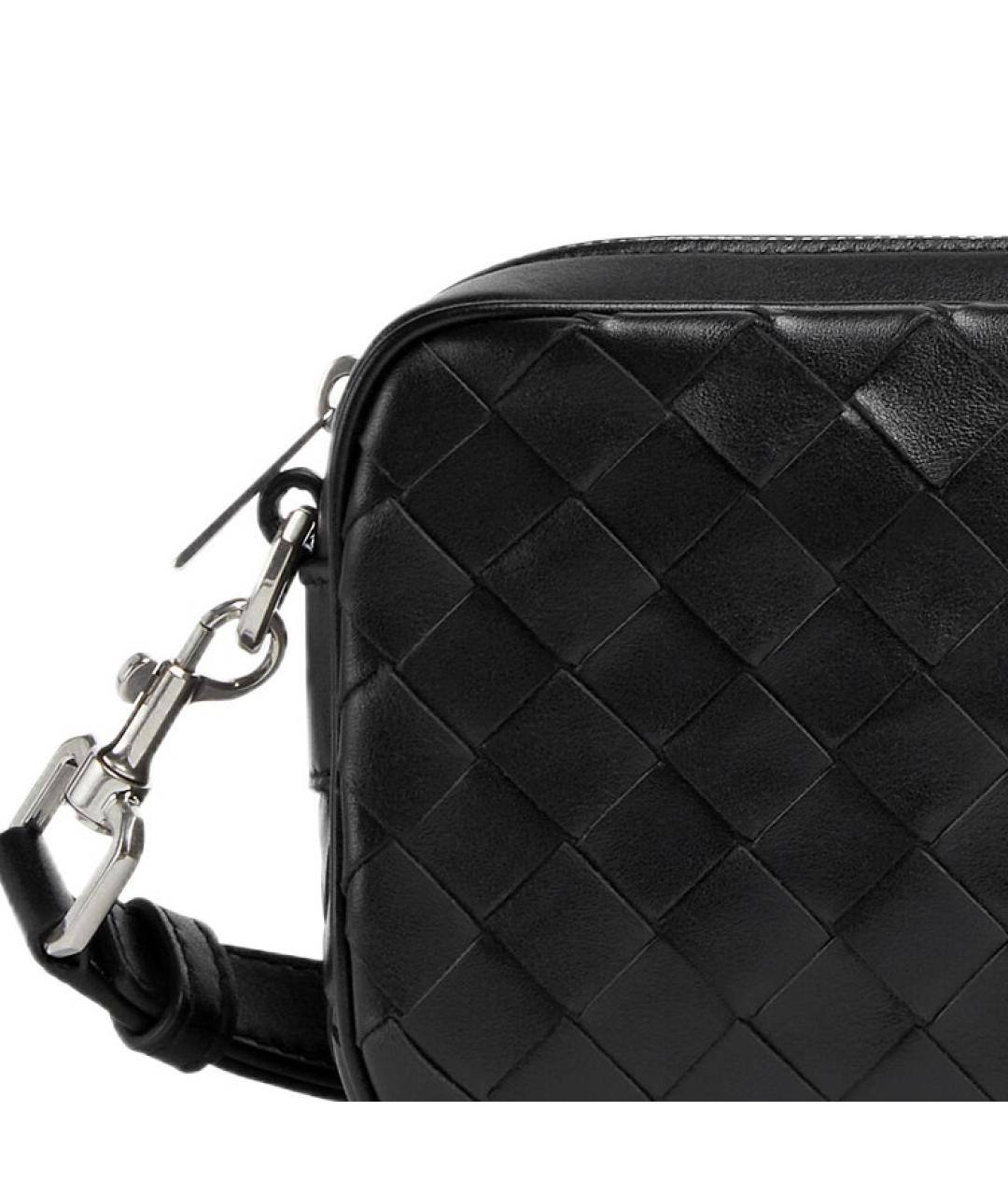 BOTTEGA VENETA Черная кожаная сумка на плечо, фото 5