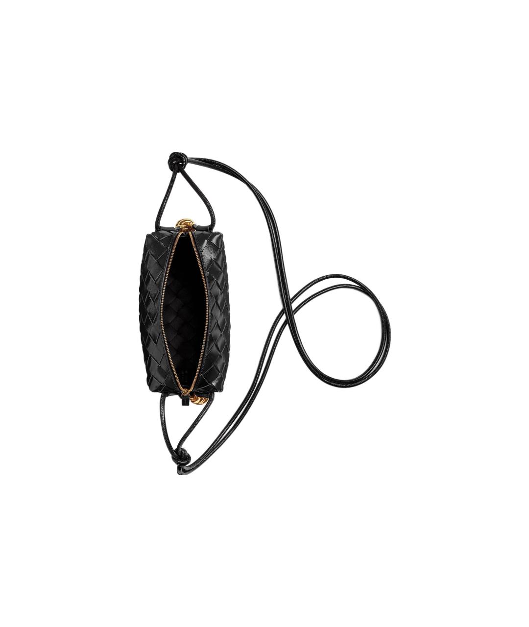 BOTTEGA VENETA Черная кожаная сумка через плечо, фото 3