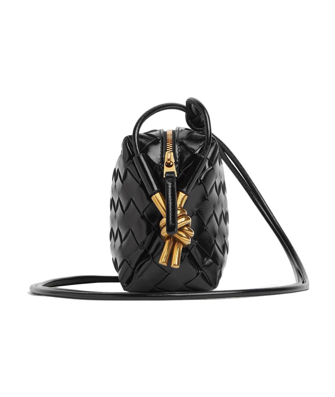 BOTTEGA VENETA Черная кожаная сумка через плечо, фото 2