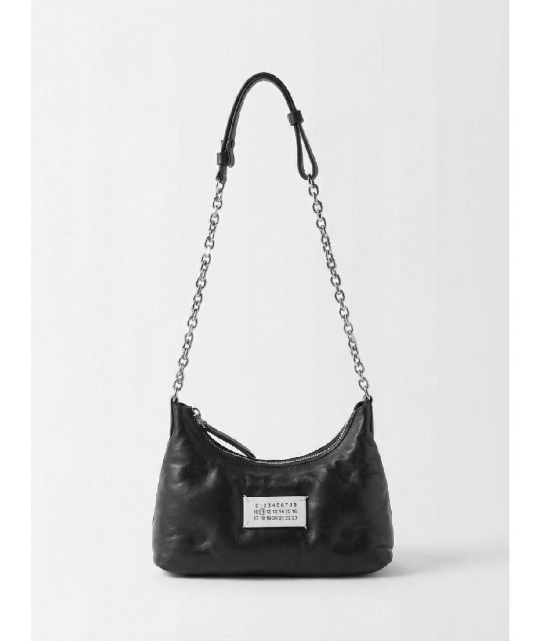MAISON MARGIELA Черная кожаная сумка через плечо, фото 10