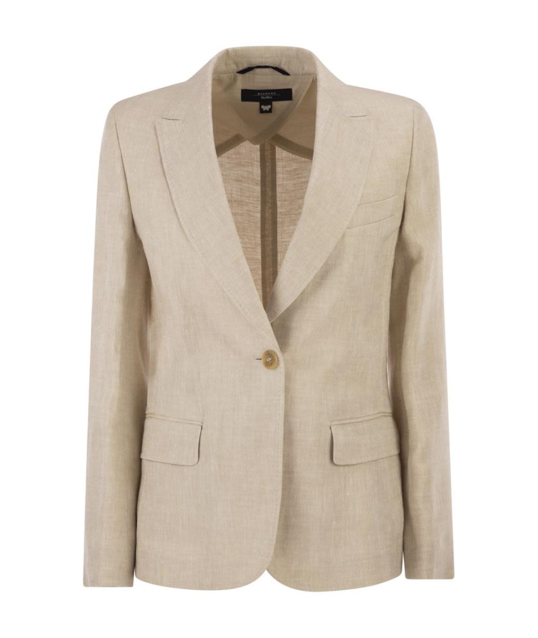 WEEKEND MAX MARA Бежевый льняной жакет/пиджак, фото 1