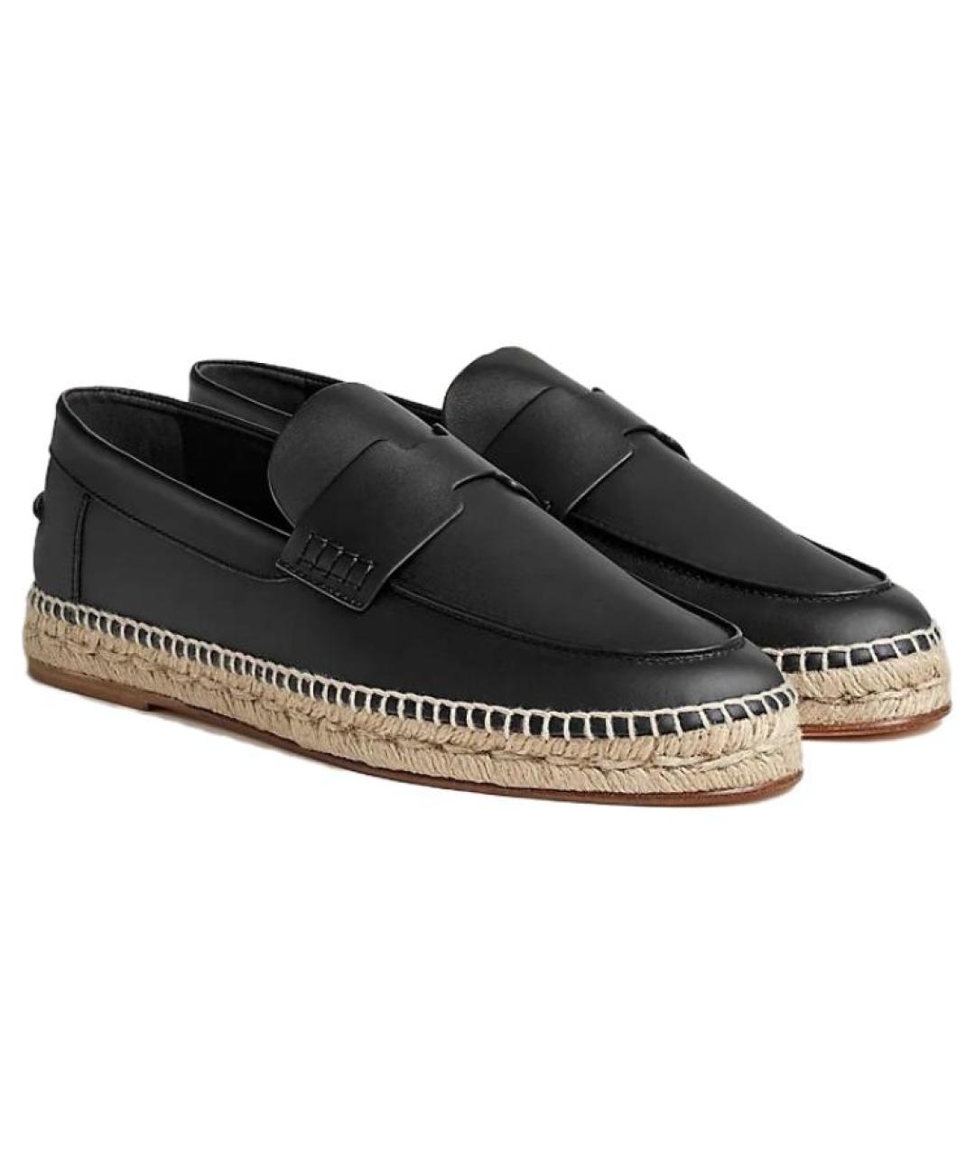 HERMES Черные кожаные эспадрильи, фото 3