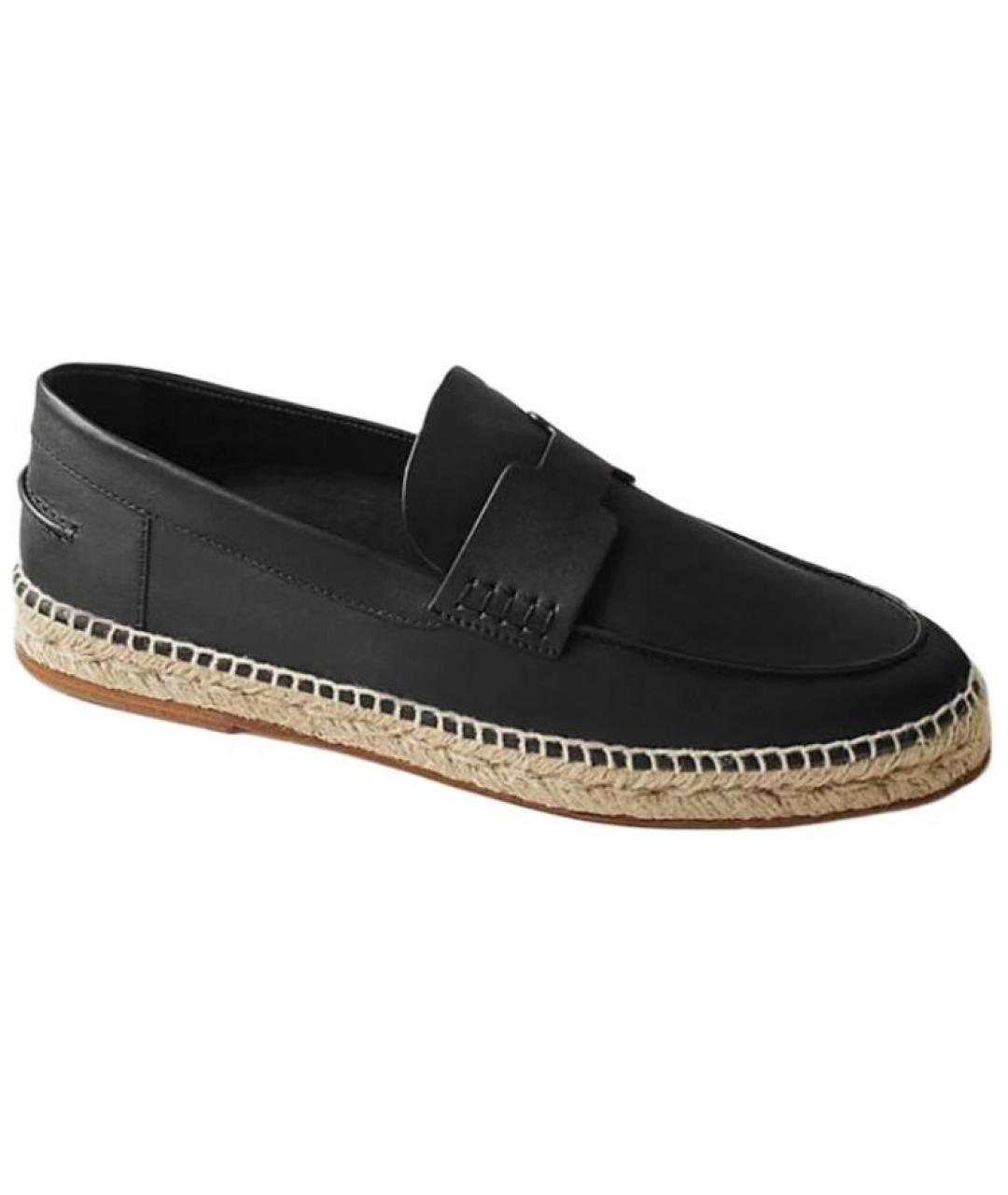 HERMES Черные кожаные эспадрильи, фото 5