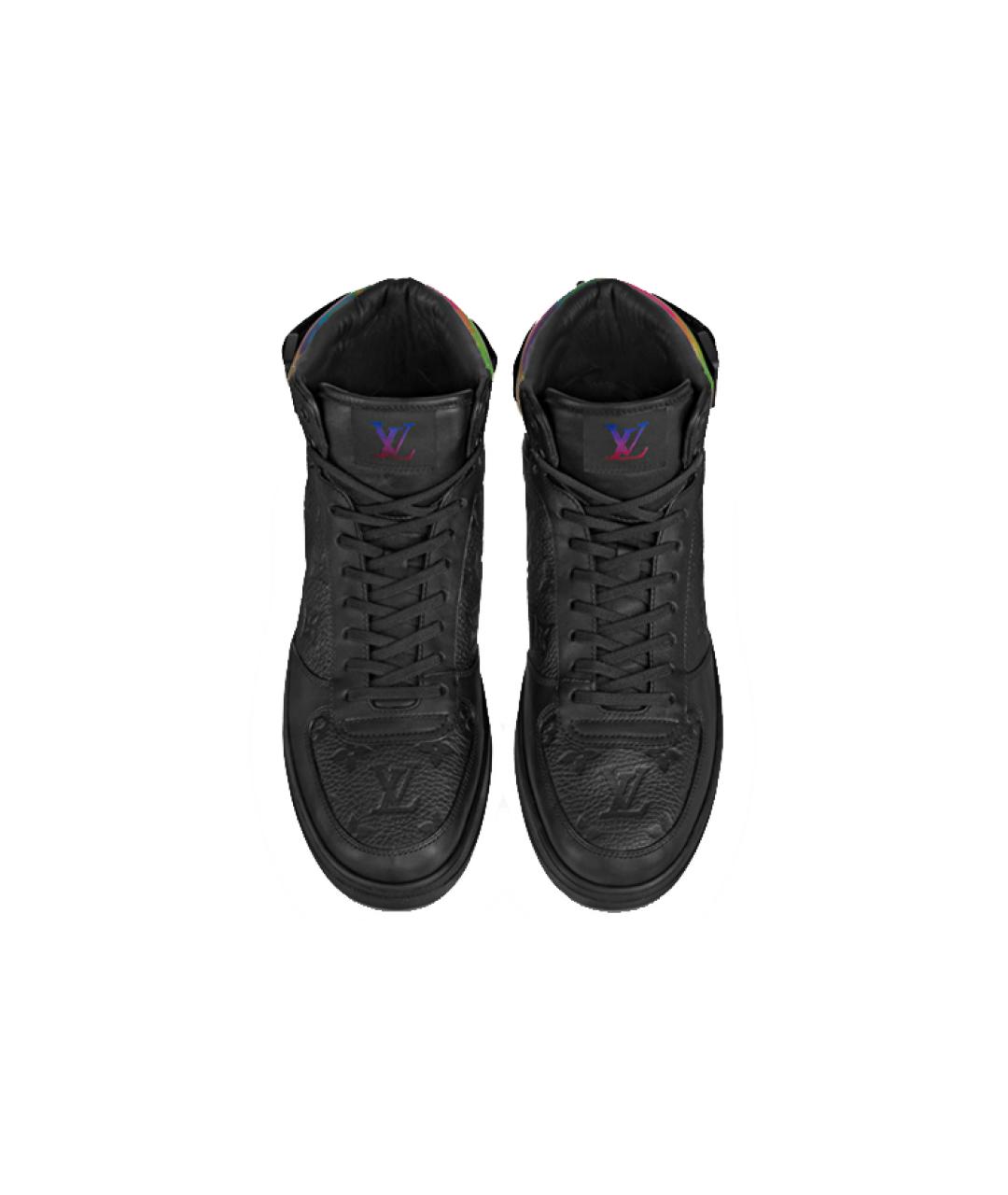 LOUIS VUITTON Черные кожаные высокие кроссовки / кеды, фото 3