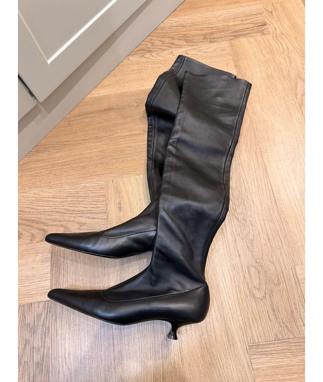 KHAITE Черные кожаные ботфорты, фото 2