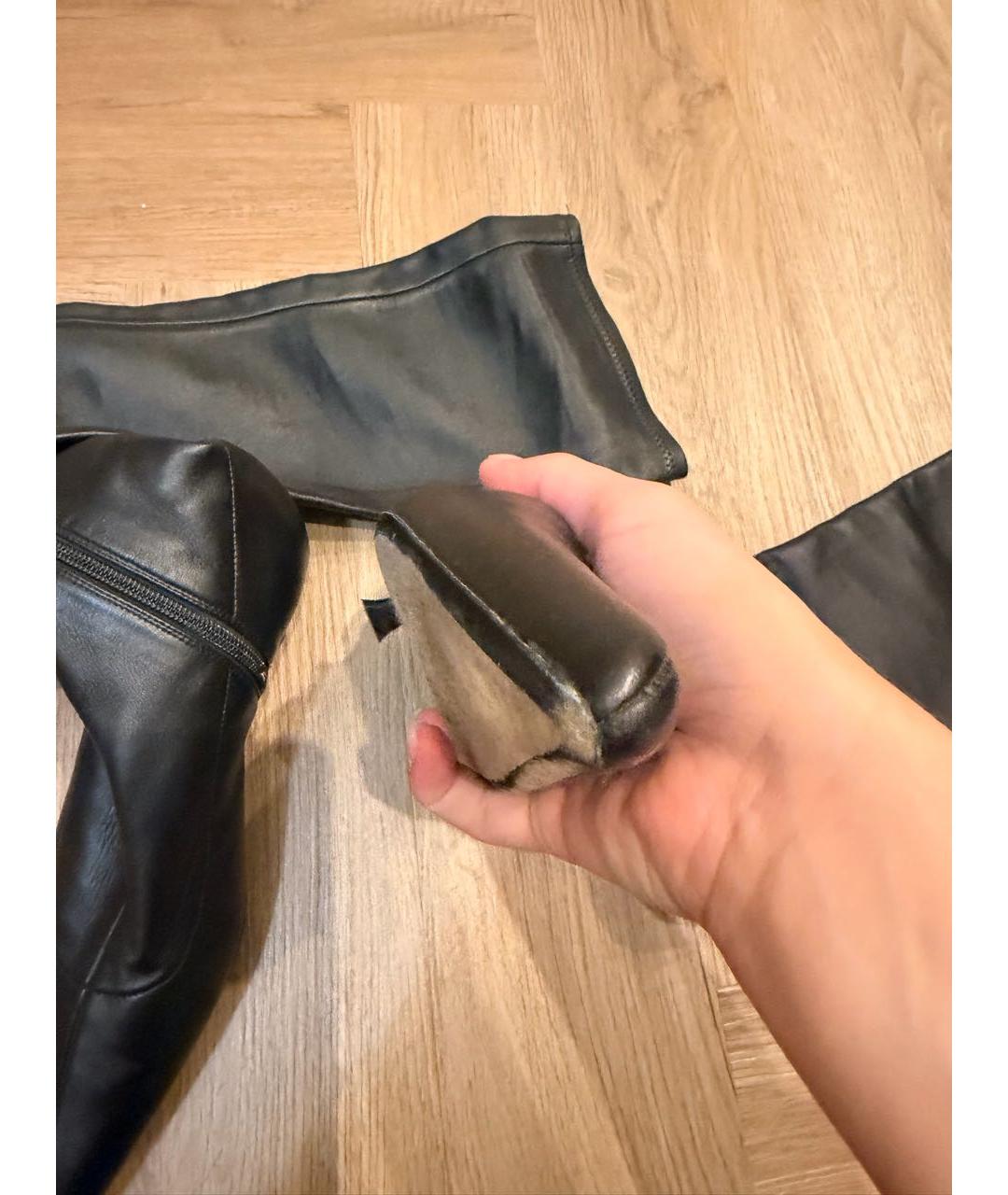 KHAITE Черные кожаные ботфорты, фото 3