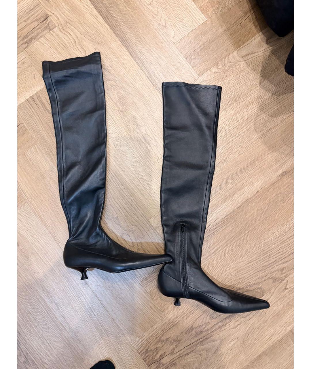 KHAITE Черные кожаные ботфорты, фото 9