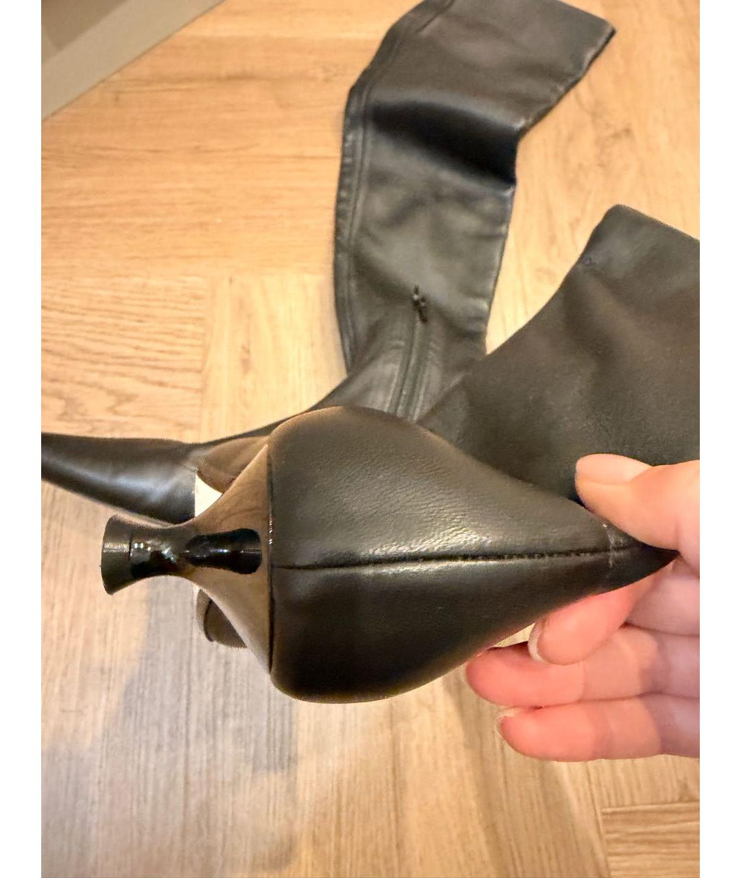 KHAITE Черные кожаные ботфорты, фото 4