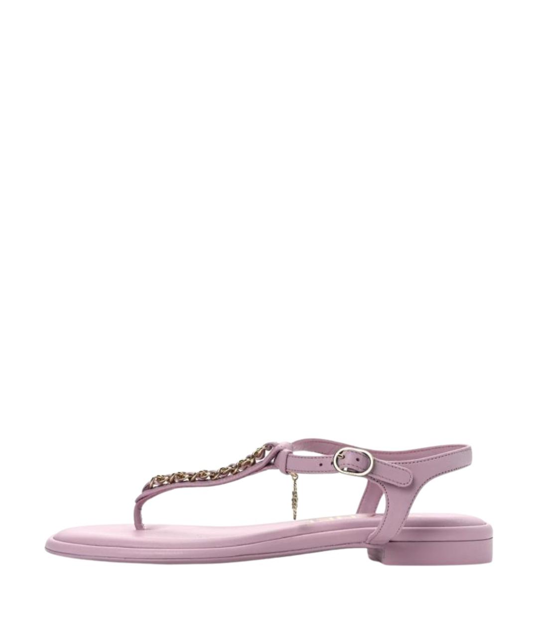 CHANEL Розовые кожаные босоножки, фото 8
