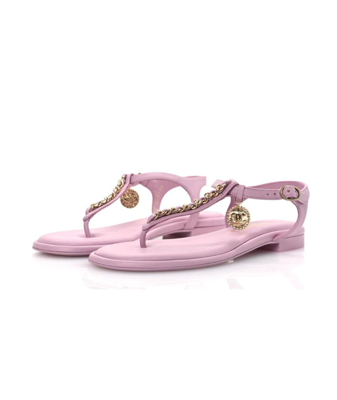 CHANEL Розовые кожаные босоножки, фото 3
