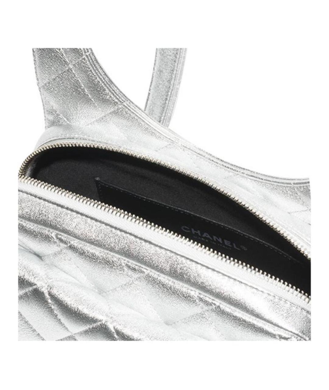 CHANEL Серебрянный кожаный рюкзак, фото 4