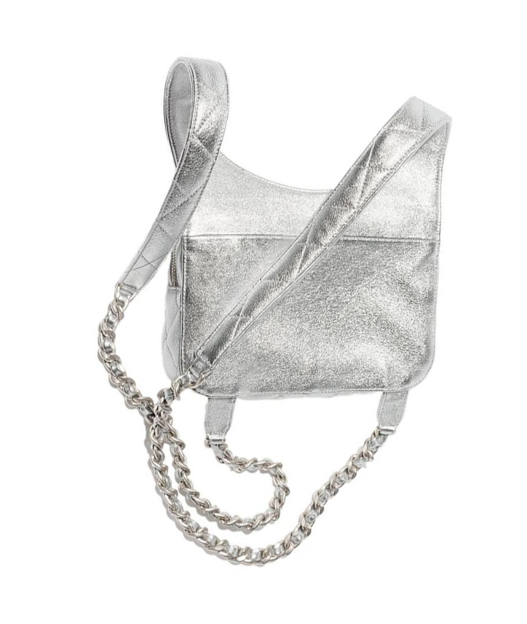 CHANEL Серебрянный кожаный рюкзак, фото 3