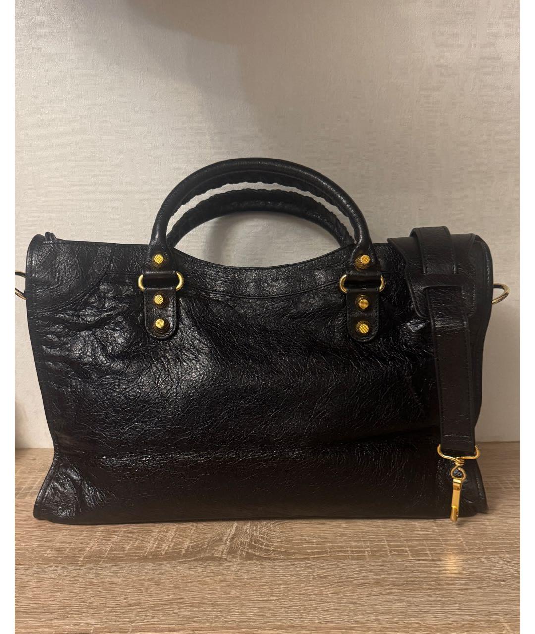 BALENCIAGA Черная кожаная сумка через плечо, фото 2