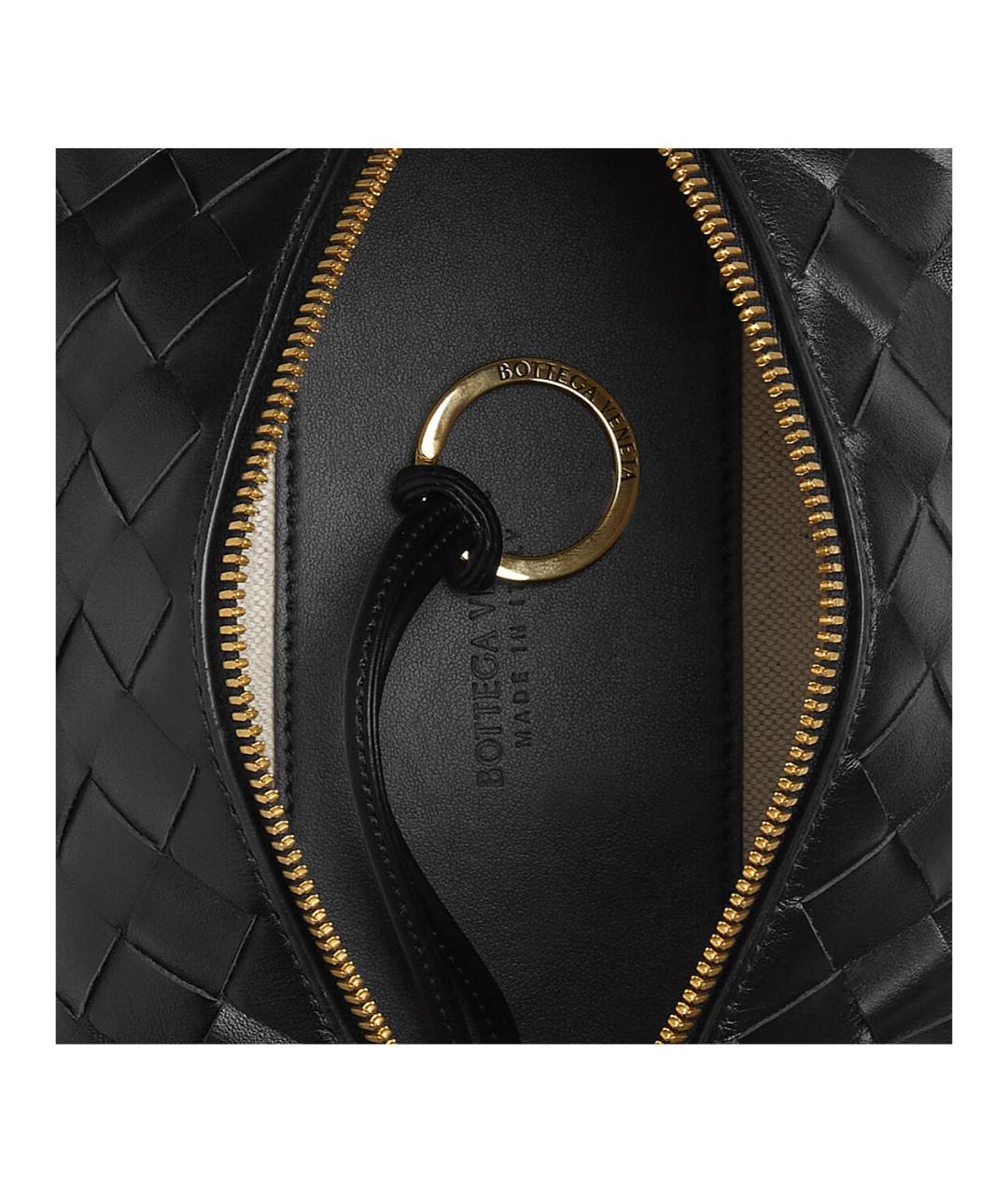 BOTTEGA VENETA Черная кожаная сумка через плечо, фото 5