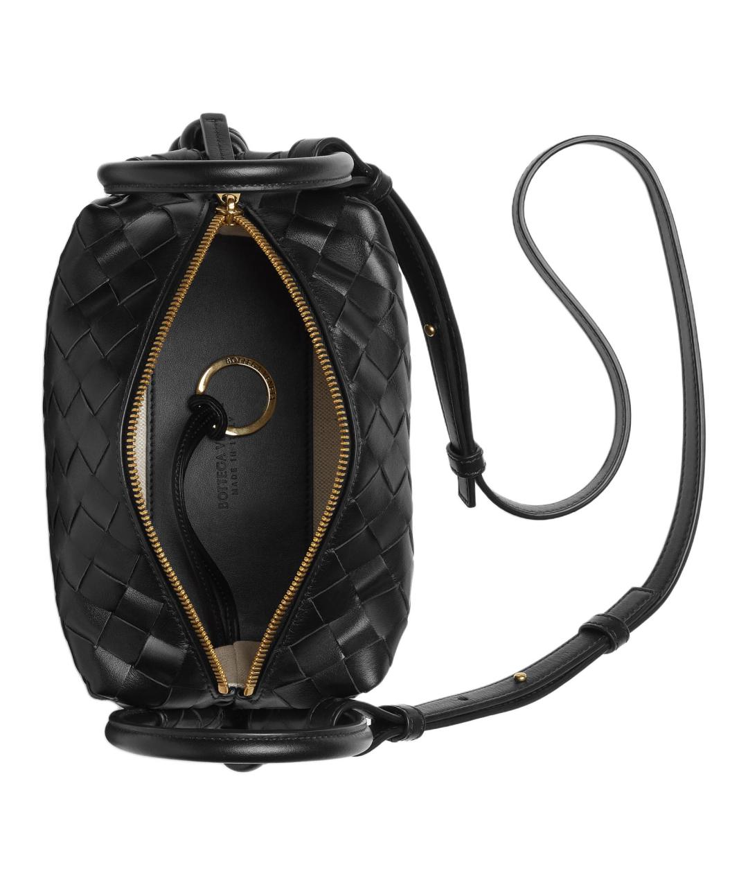 BOTTEGA VENETA Черная кожаная сумка через плечо, фото 4