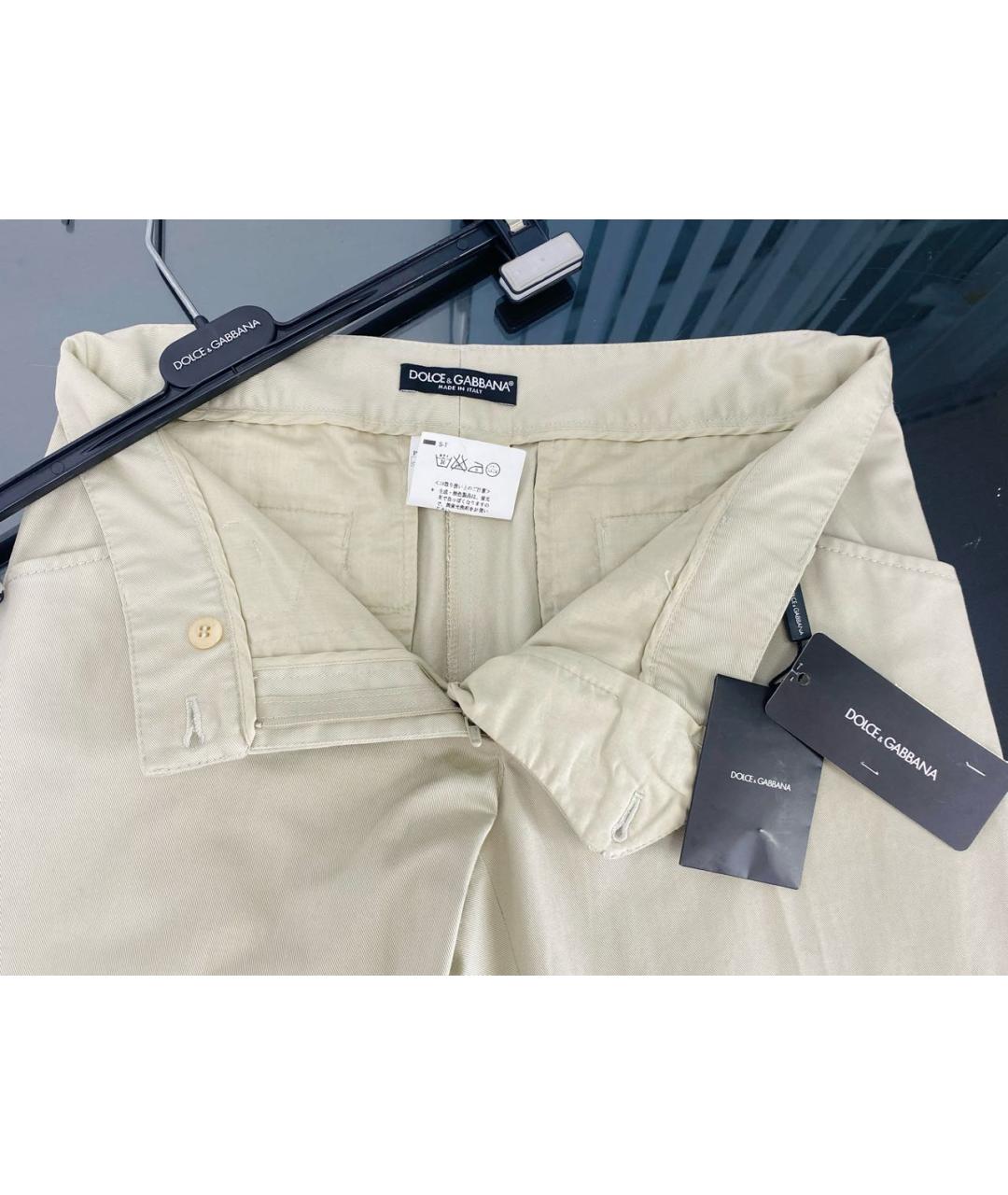 DOLCE&GABBANA Бежевые хлопковые прямые брюки, фото 3