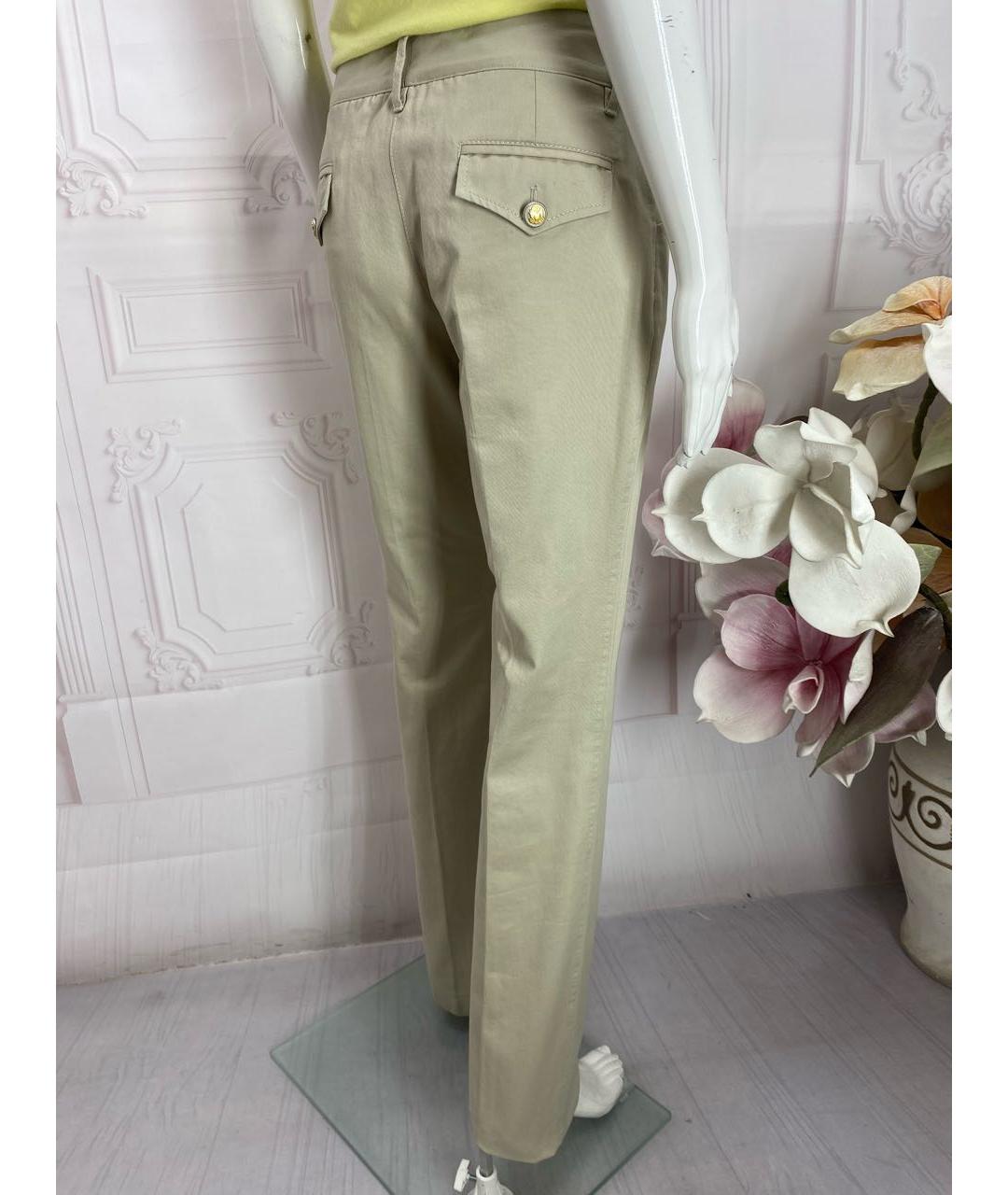DOLCE&GABBANA Бежевые хлопковые прямые брюки, фото 8