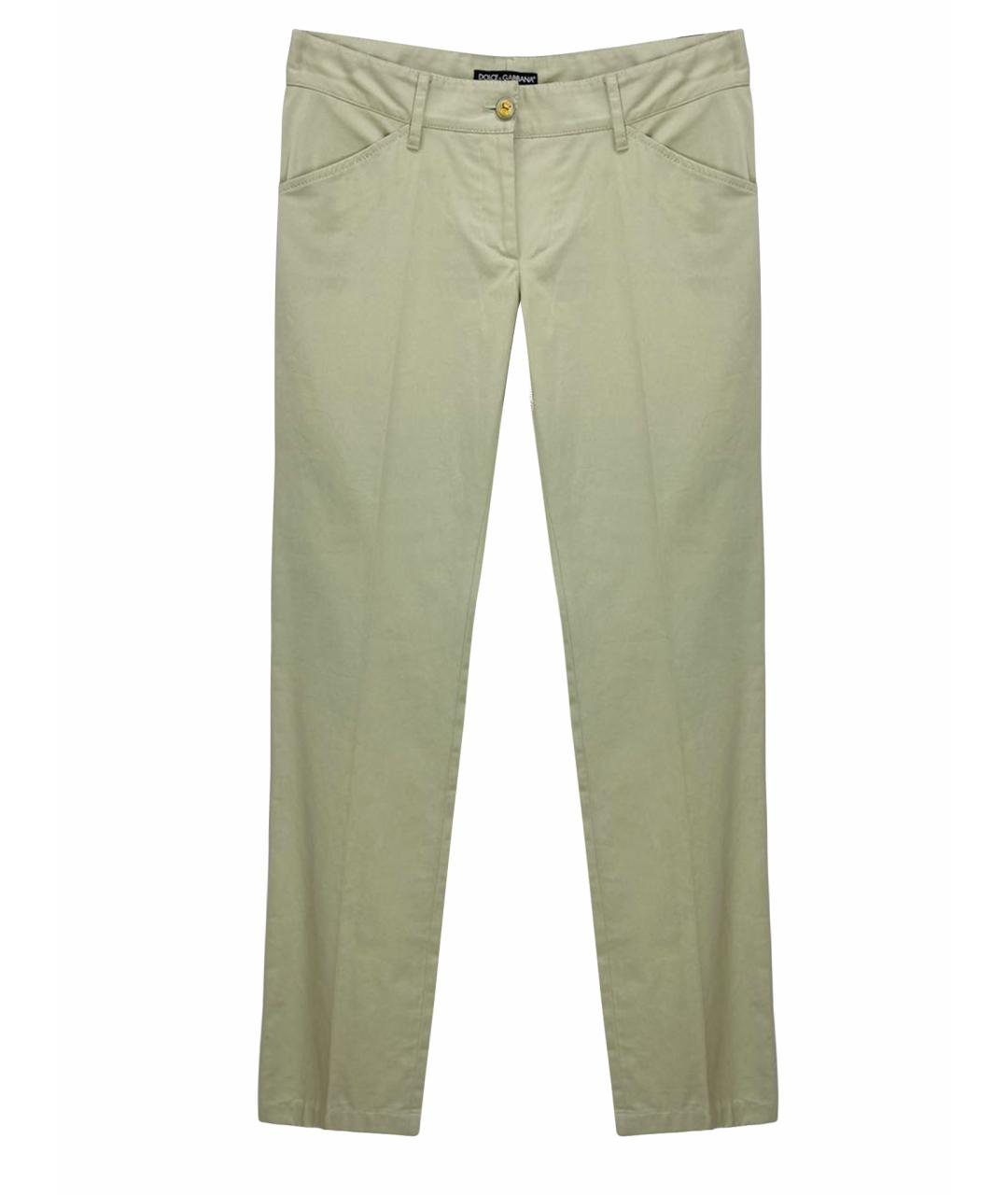 DOLCE&GABBANA Бежевые хлопковые прямые брюки, фото 1