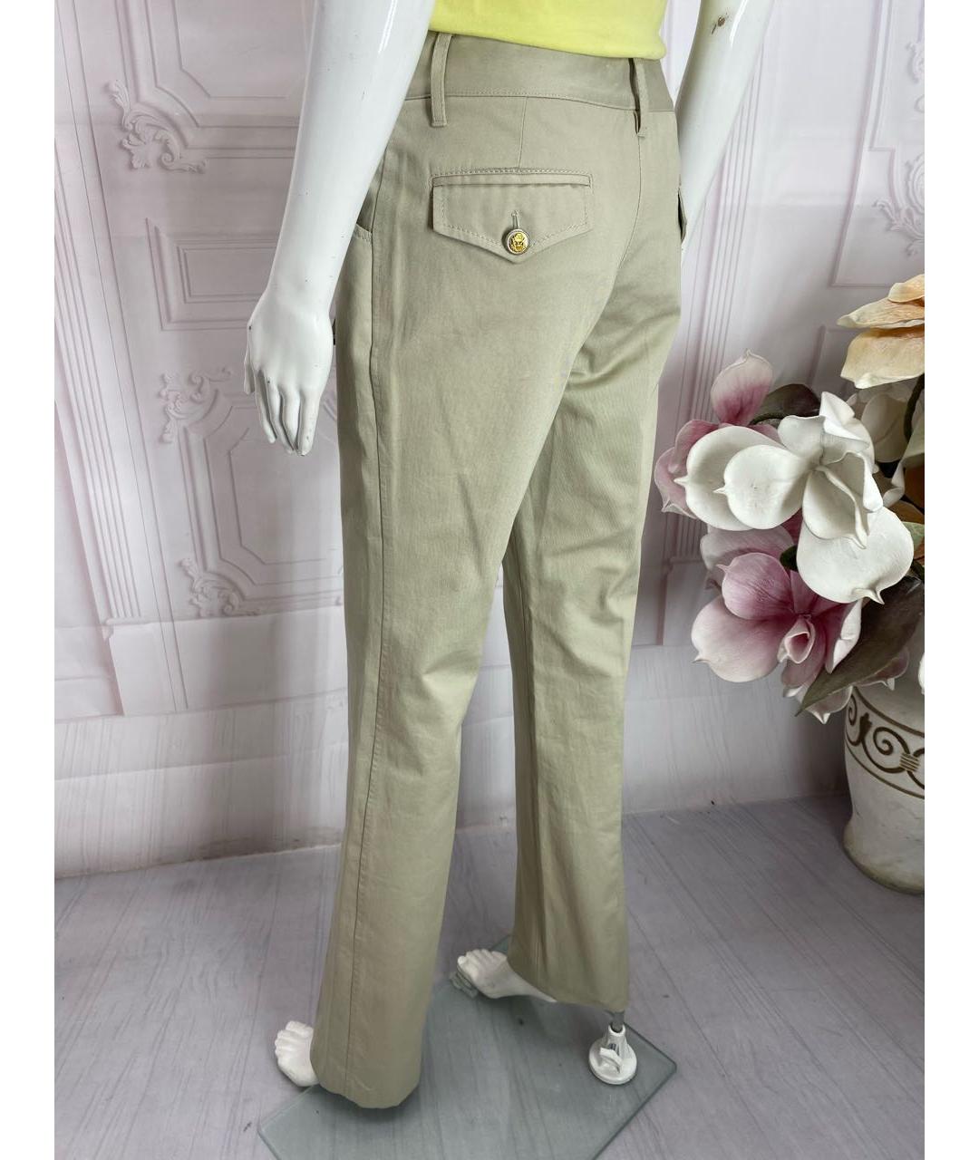 DOLCE&GABBANA Бежевые хлопковые прямые брюки, фото 2