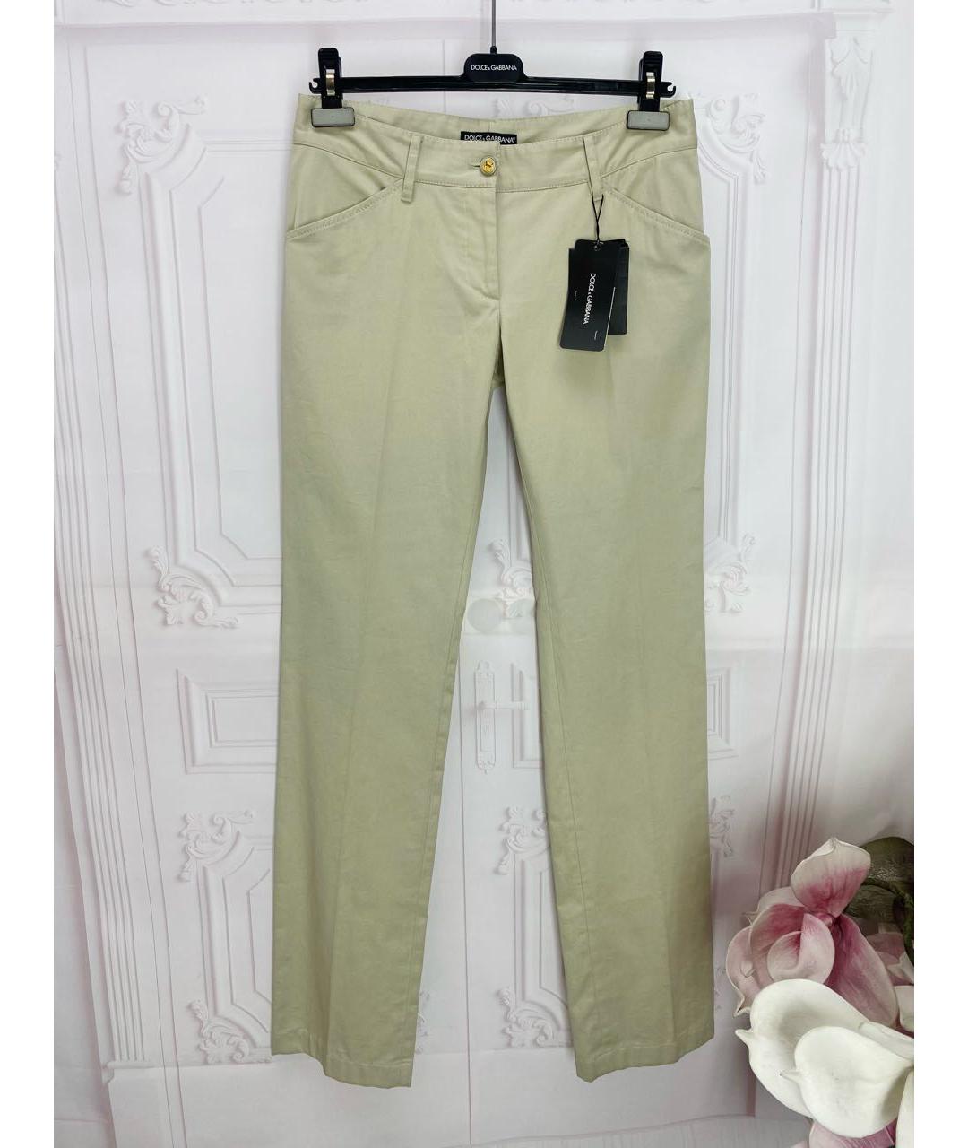 DOLCE&GABBANA Бежевые хлопковые прямые брюки, фото 9